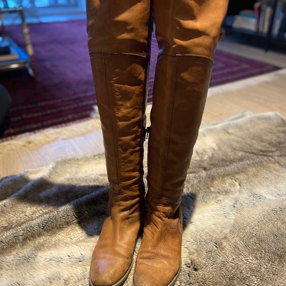 Italian Leather Tan knee-high Boots - Lavorazione Artigiana - size 9/39 VINTAGE - Picture 5 of 5